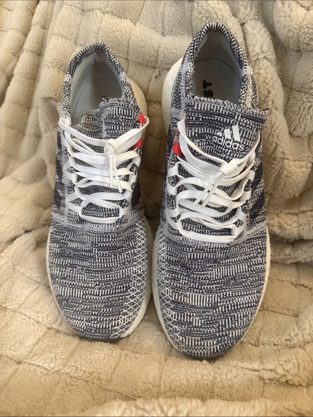 adidas Navy and White Knit Running Sneakers
